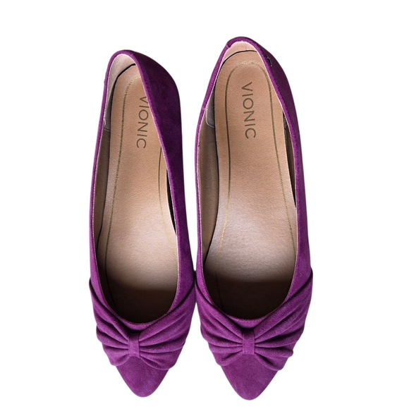 Vionic Gramercy Purple Suede Bow Detail Ballet Flats Size 10 - Picture 2 of 9